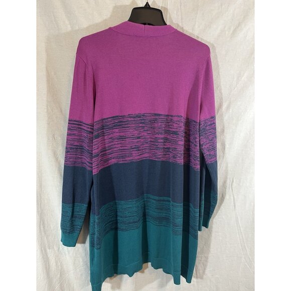 Belle by Kim Gravel Women's Large Knit Long Cardigan Purple And Blue - Picture 4 of 7